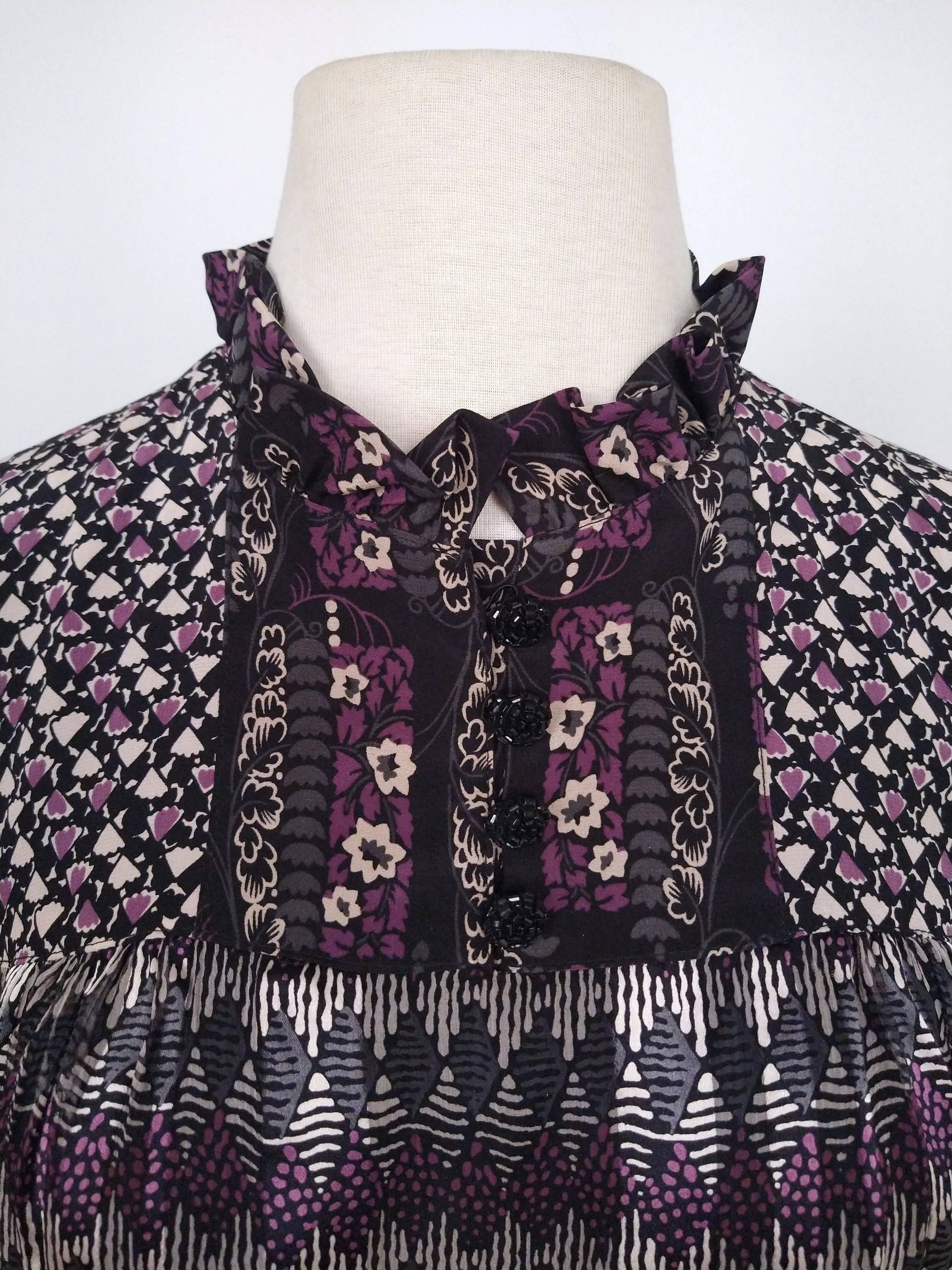 00's Purple Silk Diamond Plaid Printed Mini Dress by Anna Sui