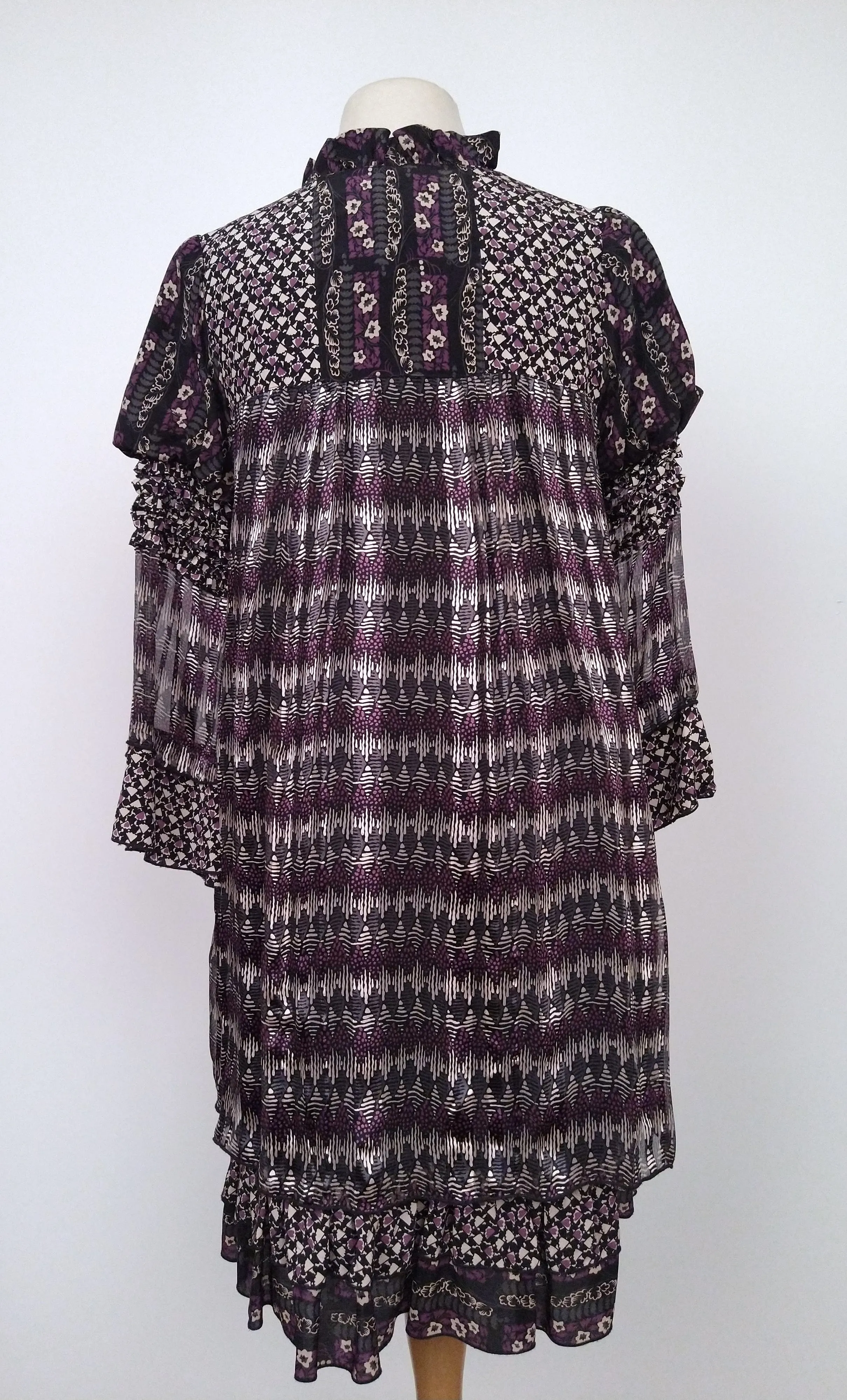 00's Purple Silk Diamond Plaid Printed Mini Dress by Anna Sui