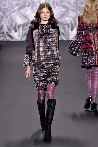 00's Purple Silk Diamond Plaid Printed Mini Dress by Anna Sui