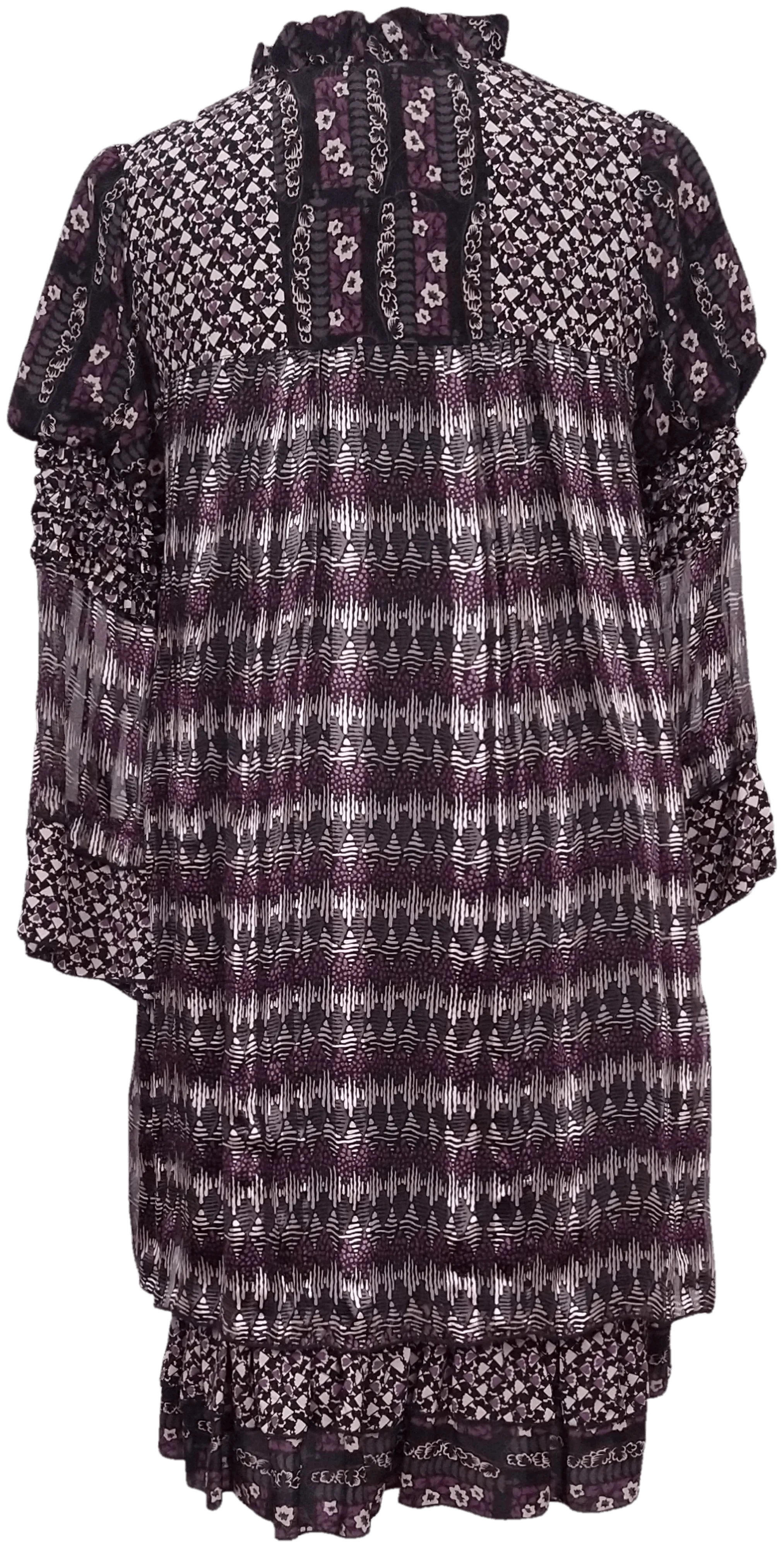 00's Purple Silk Diamond Plaid Printed Mini Dress by Anna Sui