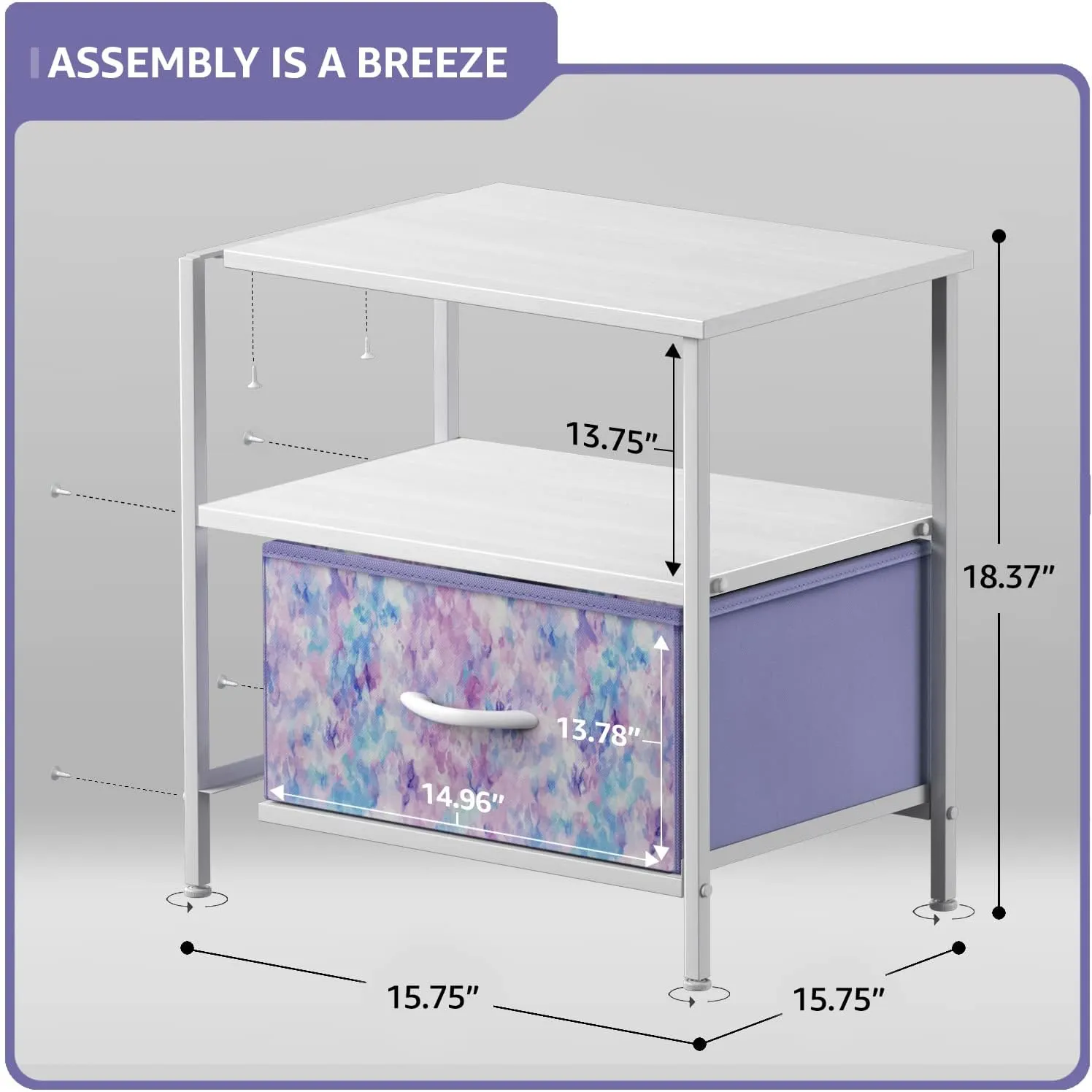 1 Drawer Nightstand Shelf