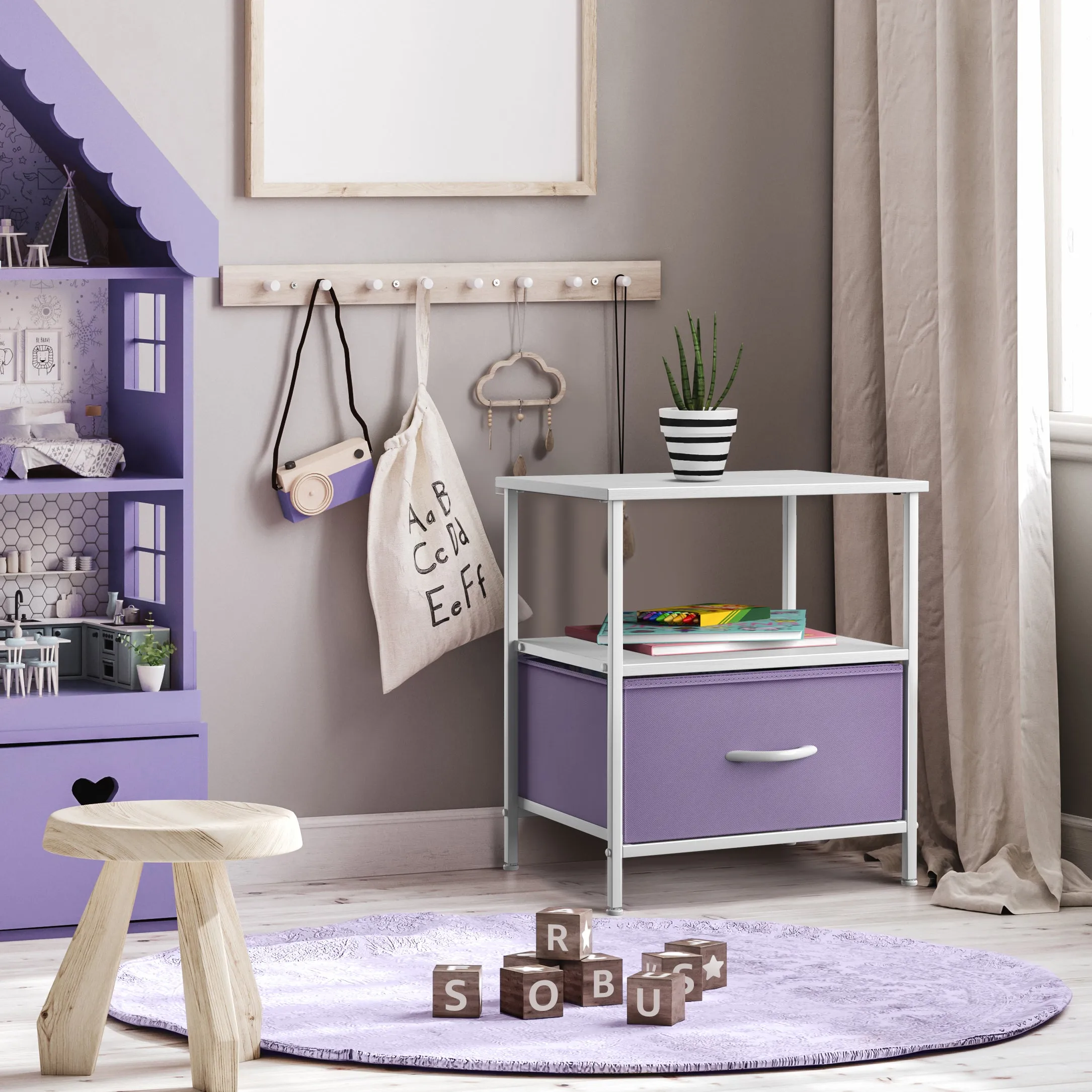 1 Drawer Nightstand Shelf