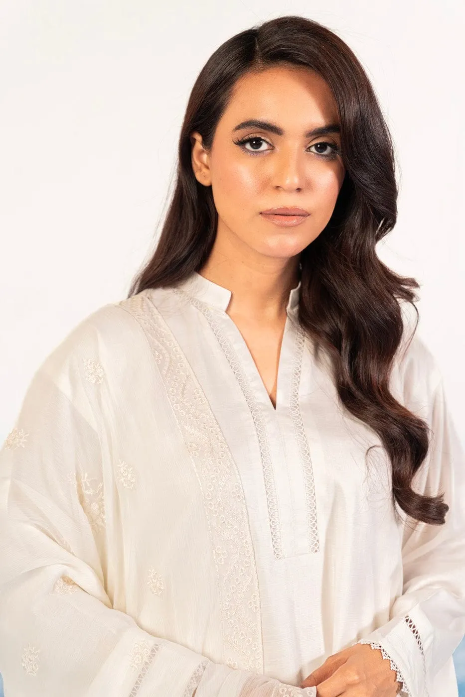 1 Pc Embroidered Chiffon Dupatta