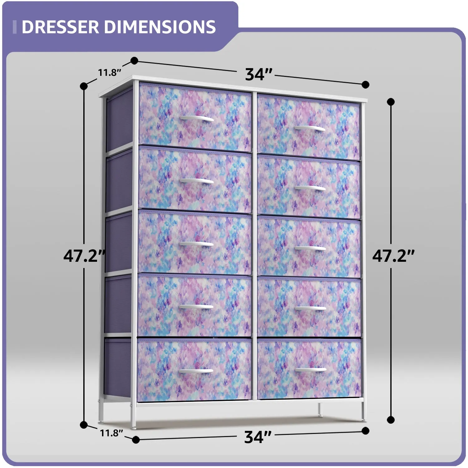 10 Drawer Tall Vertical Dresser