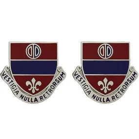 116th Field Artillery Regiment Unit Crest (Vestigia Nulla Retrorsum) - Sold in Pairs