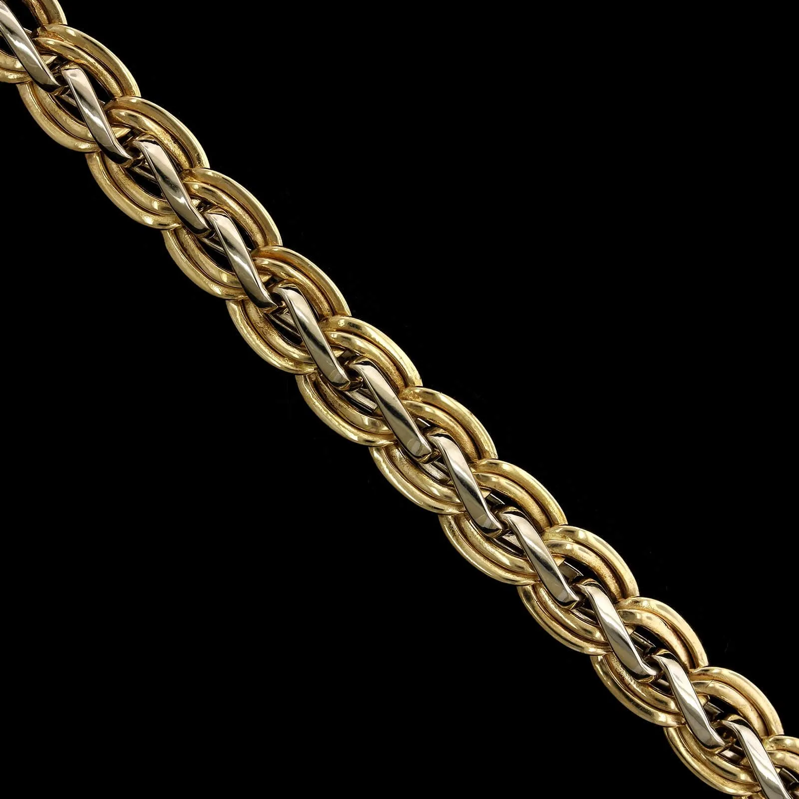 14K Two Tone Gold Estate Fancy Link Bracelet