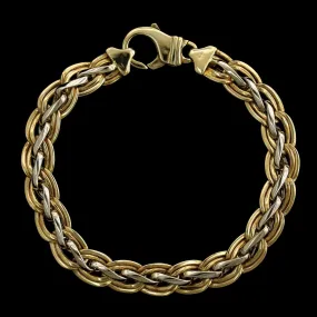 14K Two Tone Gold Estate Fancy Link Bracelet