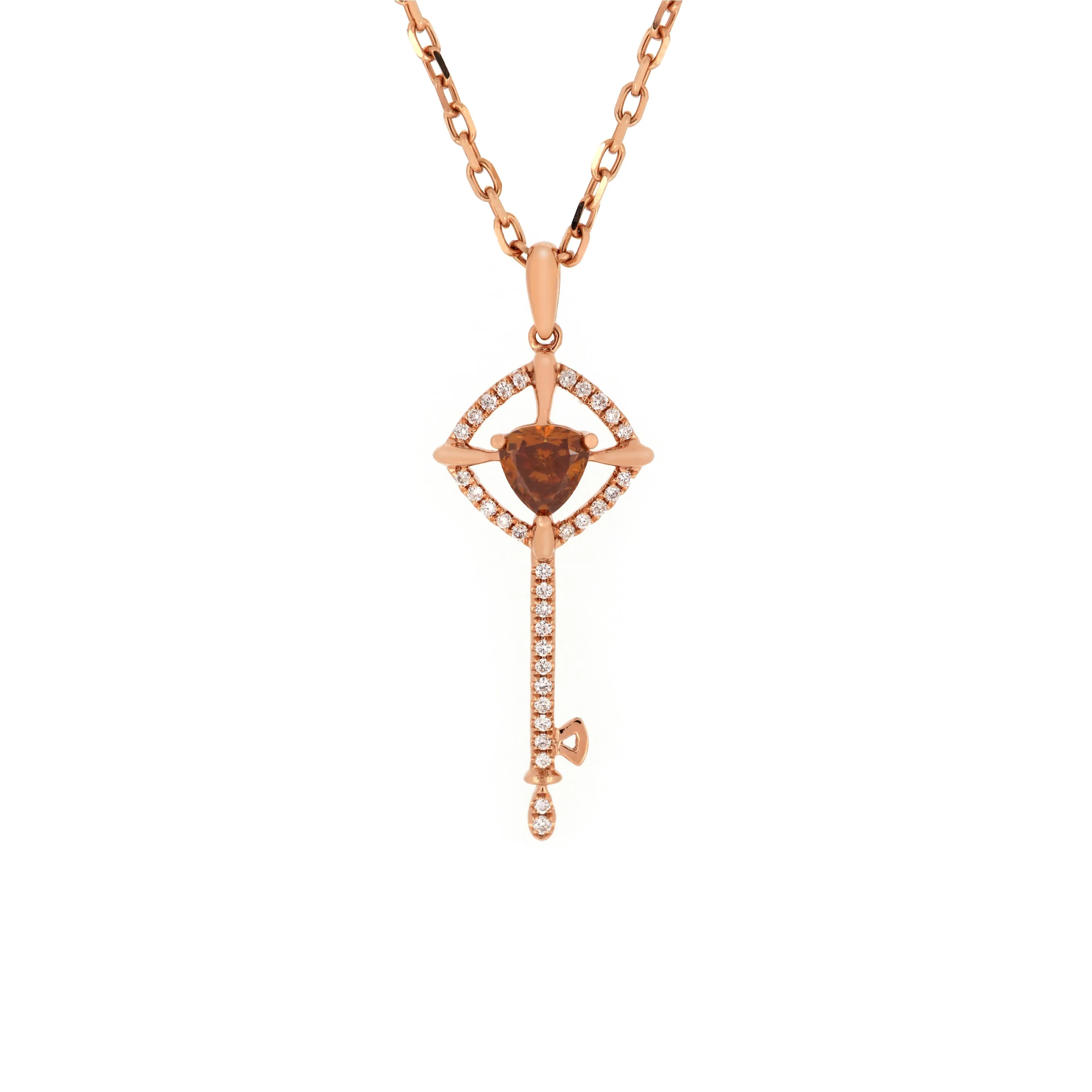 18K Rose Gold Diamond & Fancy Diamond Pendant |  18K 玫瑰金钻石及彩钻吊坠