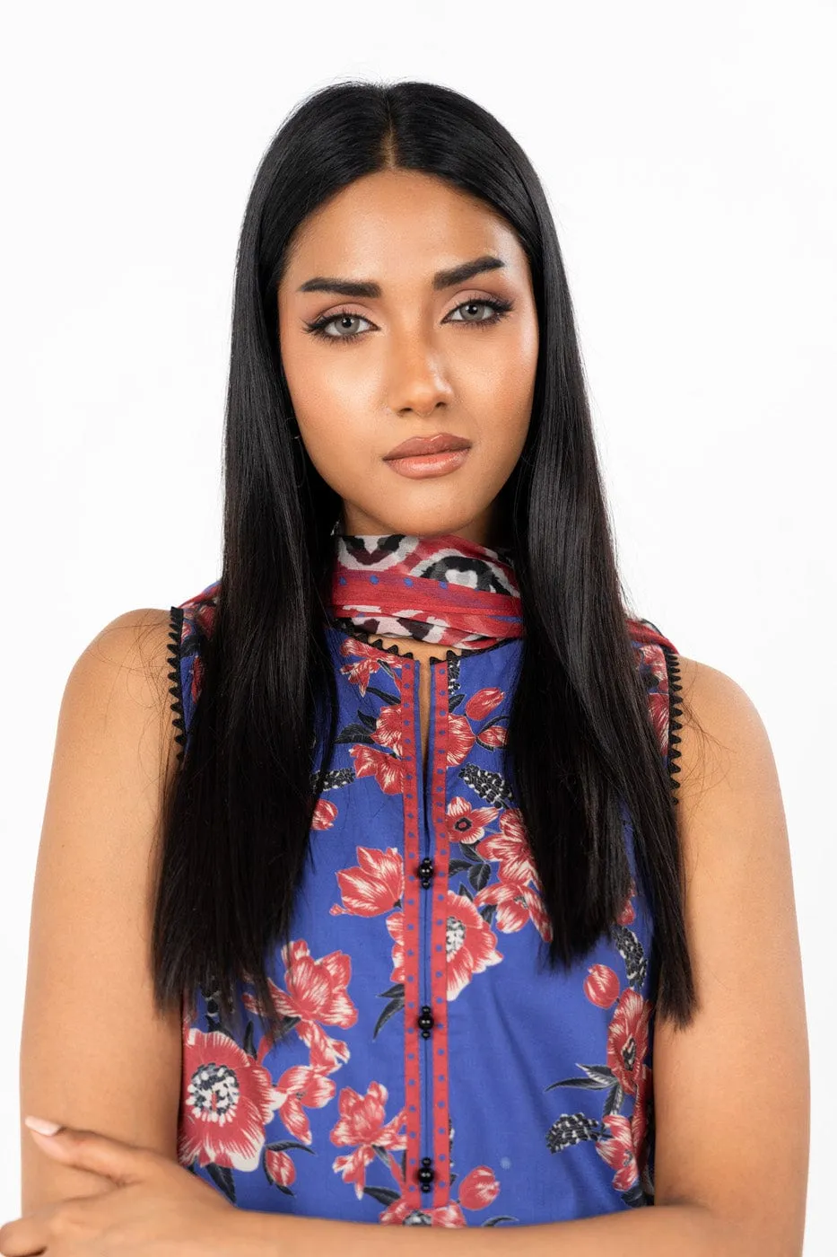 3 Pc Printed Lawn Suit With Printed Poly Chiffon Dupatta