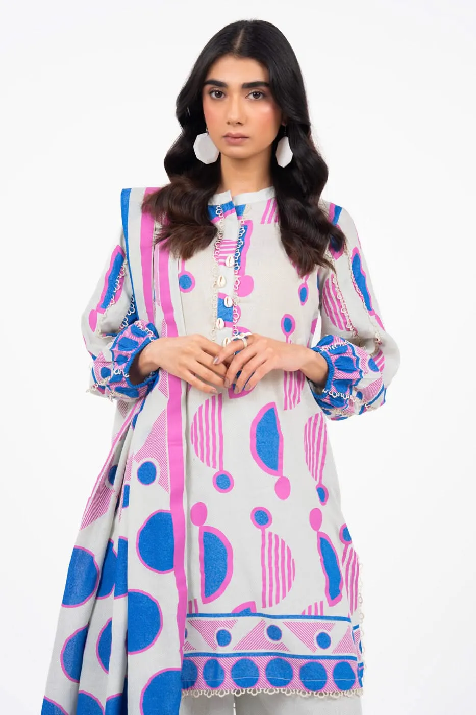 3 Piece Cambric Suit with Lawn Dupatta