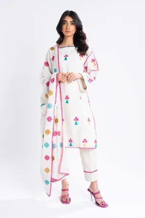 3 Piece Embroidered Khaddar Suit With Shawl