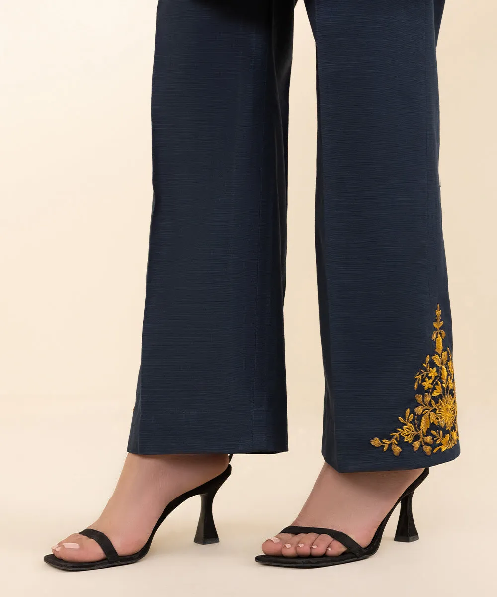 3-Piece Embroidered Khaddar Suit with Detailed Embellishments