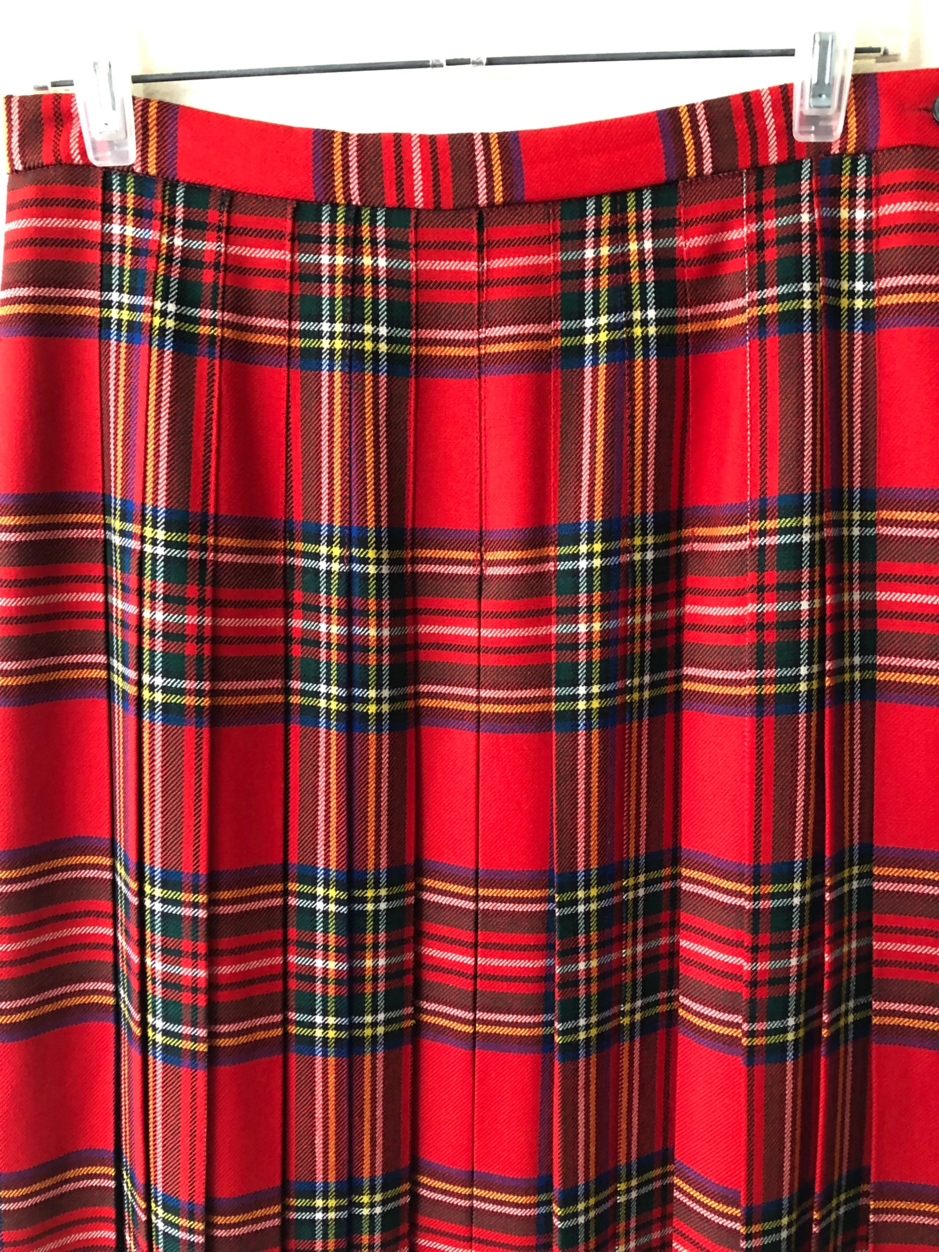 '80’s Wool Pleated Red Tartan Maxi Skirt Dark Academia by Glenscot For Nordstrom