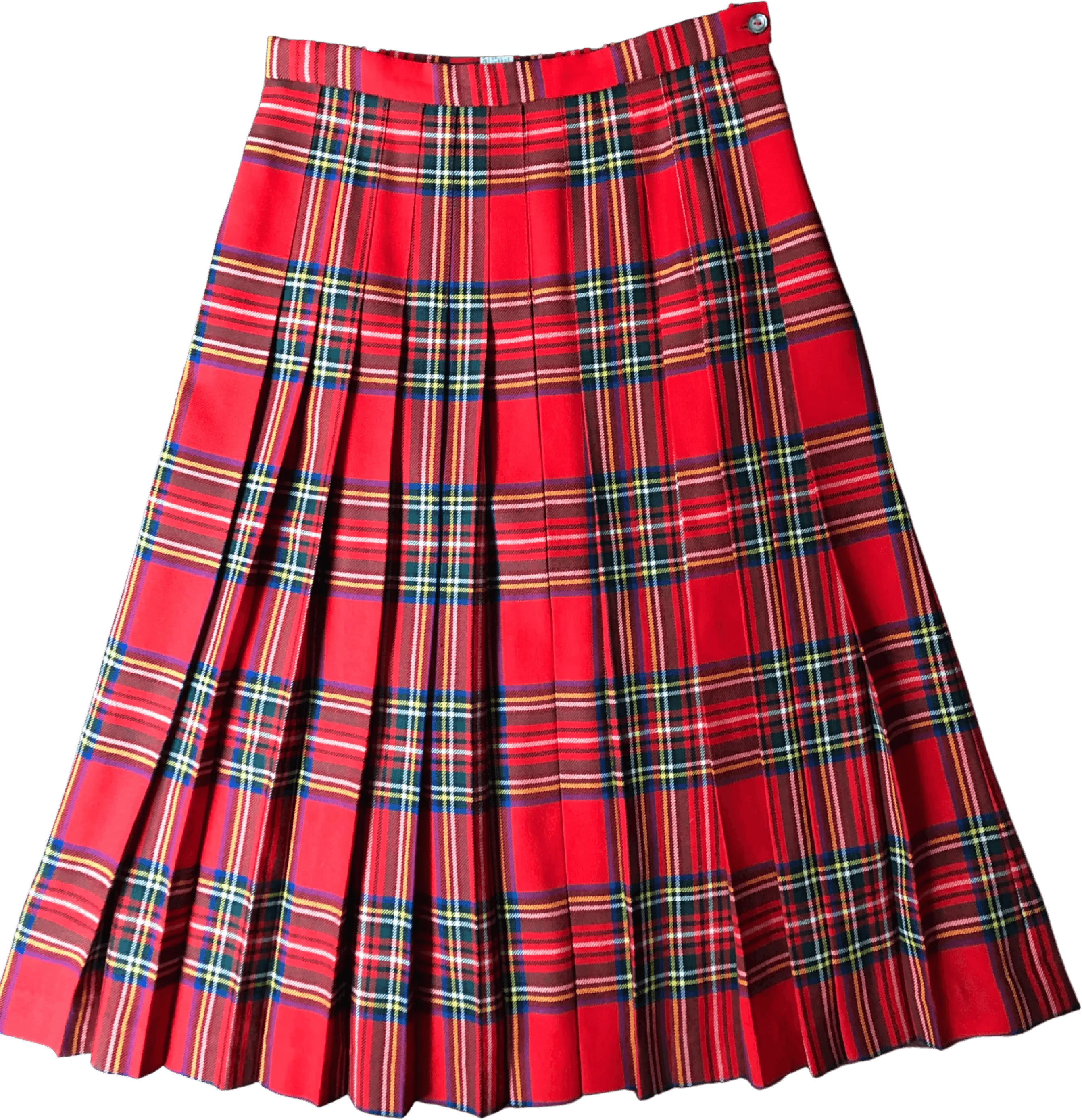 '80’s Wool Pleated Red Tartan Maxi Skirt Dark Academia by Glenscot For Nordstrom