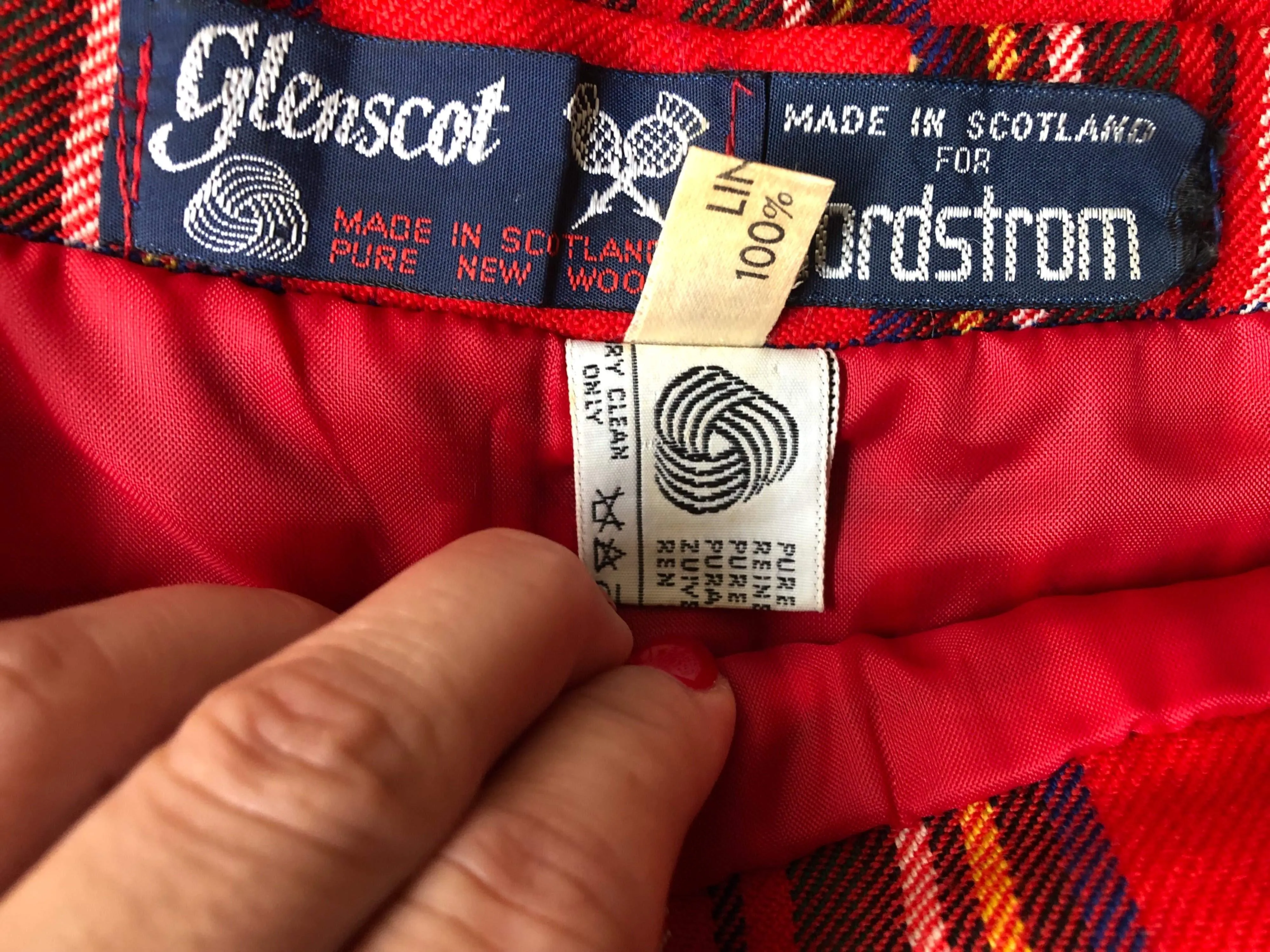 '80’s Wool Pleated Red Tartan Maxi Skirt Dark Academia by Glenscot For Nordstrom
