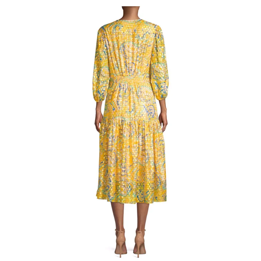 Aceline Gold Paisley Dress