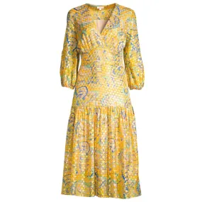 Aceline Gold Paisley Dress