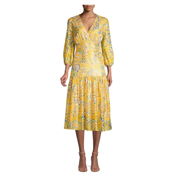Aceline Gold Paisley Dress