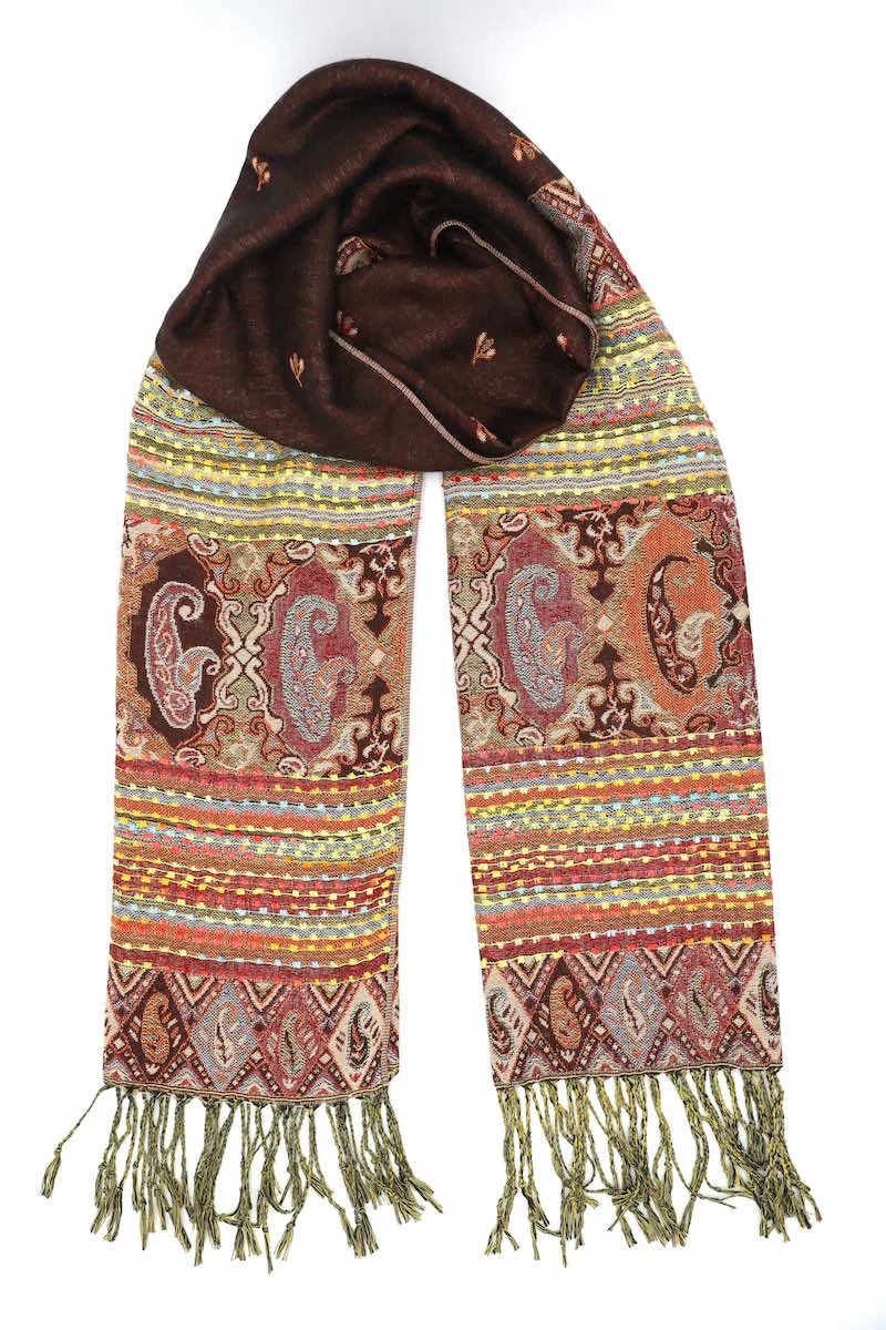 Achillea Brown Bohemian Pashmina Shawl