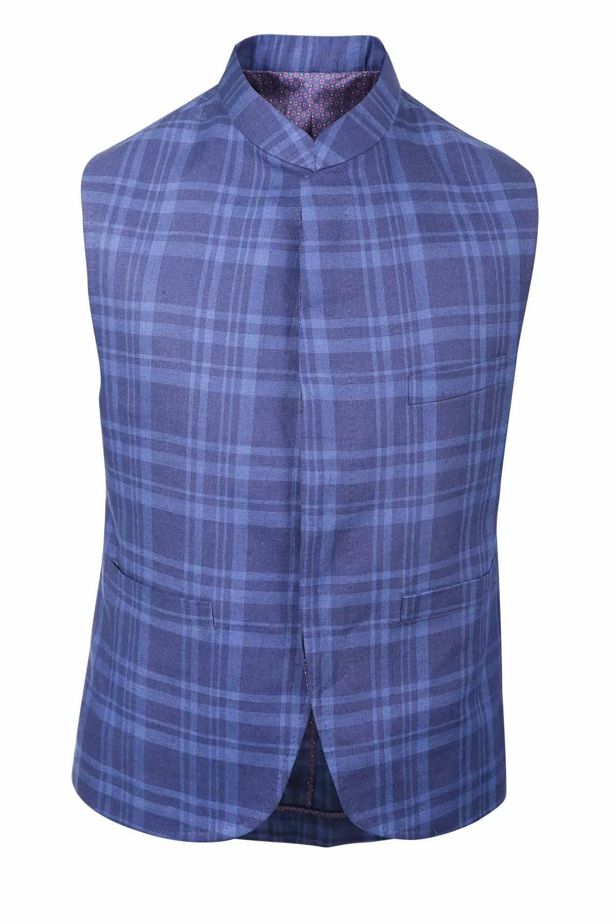 Afroz Waistcoat Navy Check