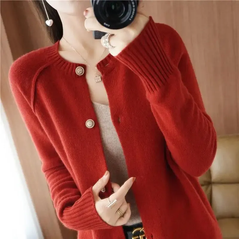All-match Solid Color Button Sweater