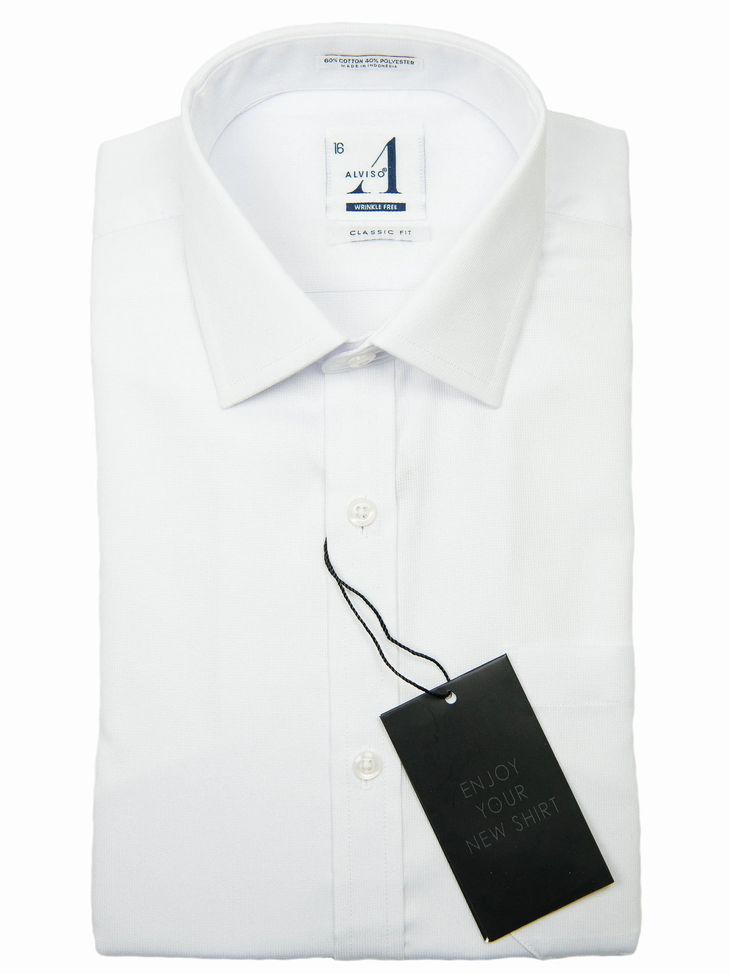 Alviso 25985 Boys Dress Shirt-Tonal Weave-White-Classic Fit