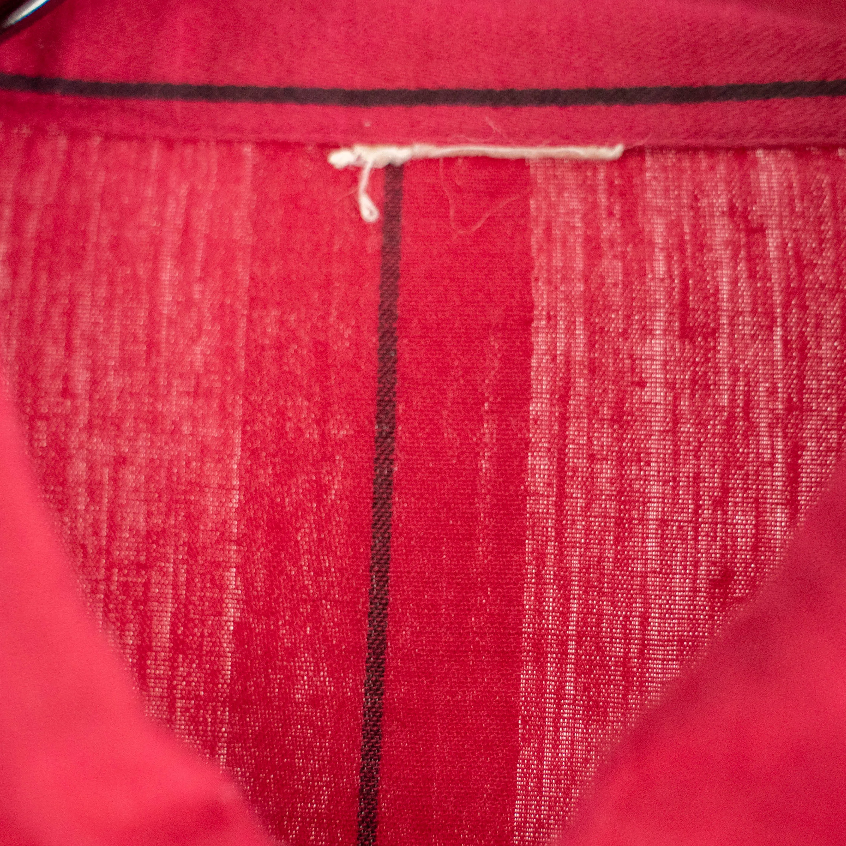 around 1990s Europe red × black striped cotton pajama shirt　