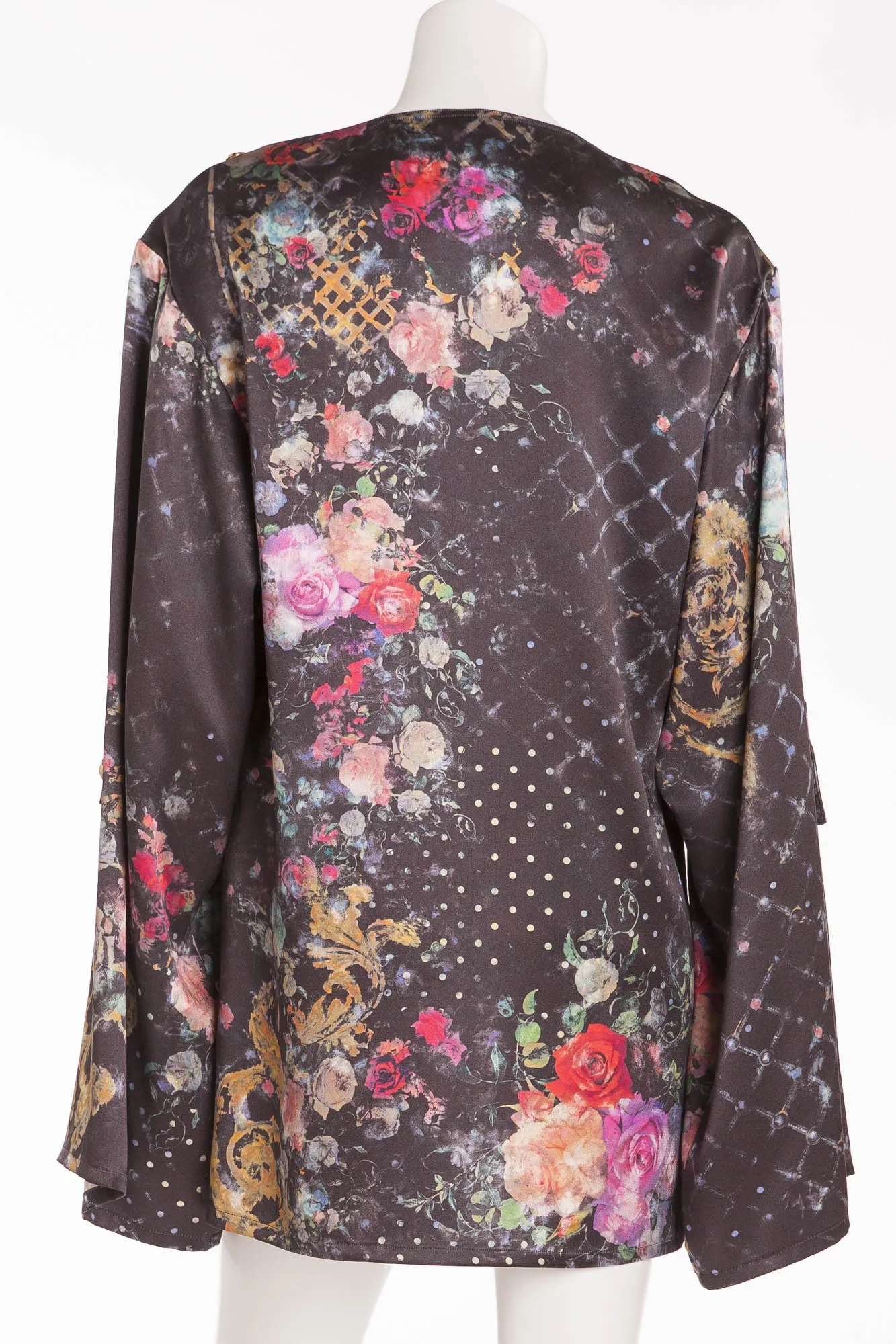Balmain - Floral Long Sleeve Top/Mini Dress with Gold Buttons - FR 40