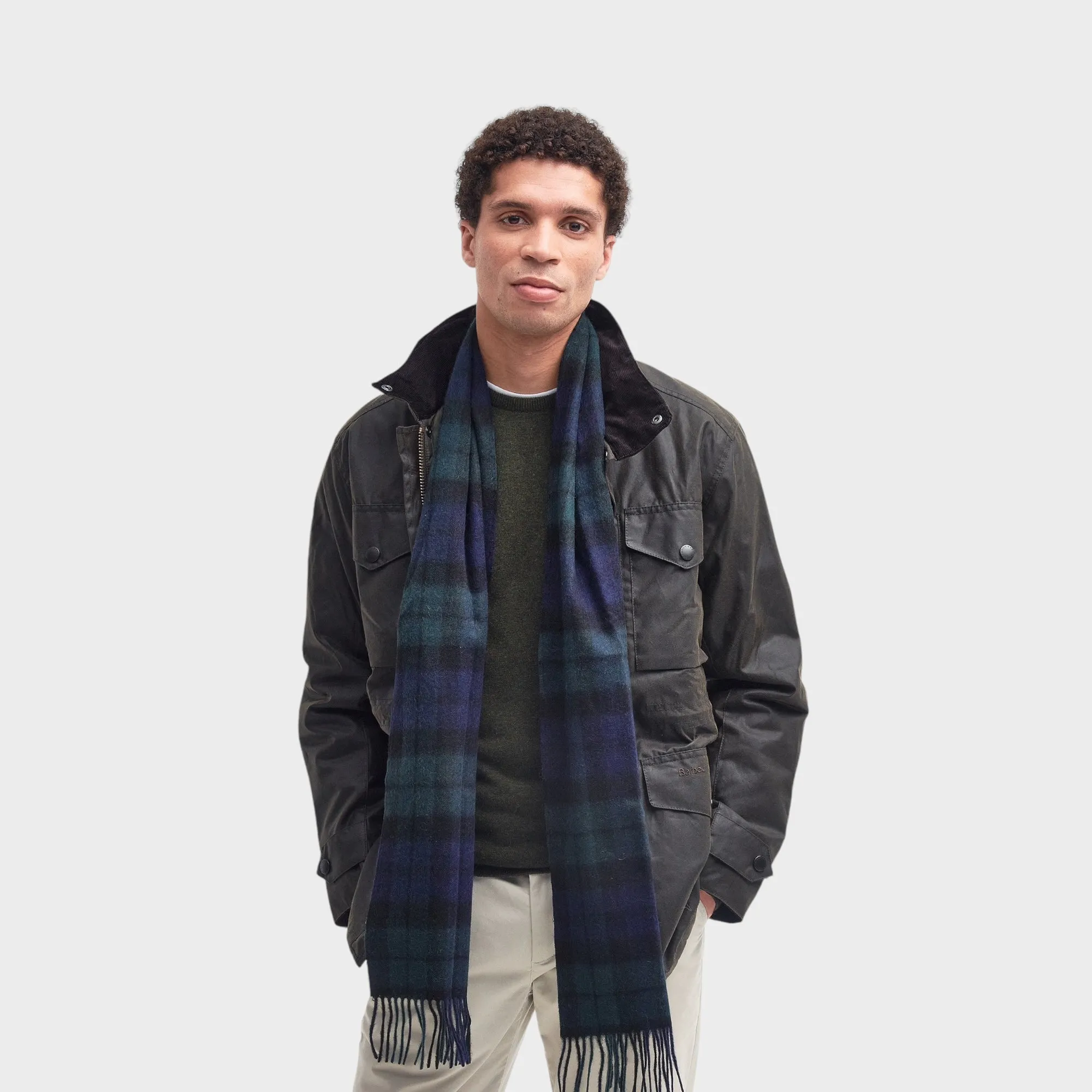 Barbour Tartan Lambswool Scarf I Blue Granite