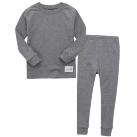 Basic Kids Modal-Mix Pajamas in Heathered Grey