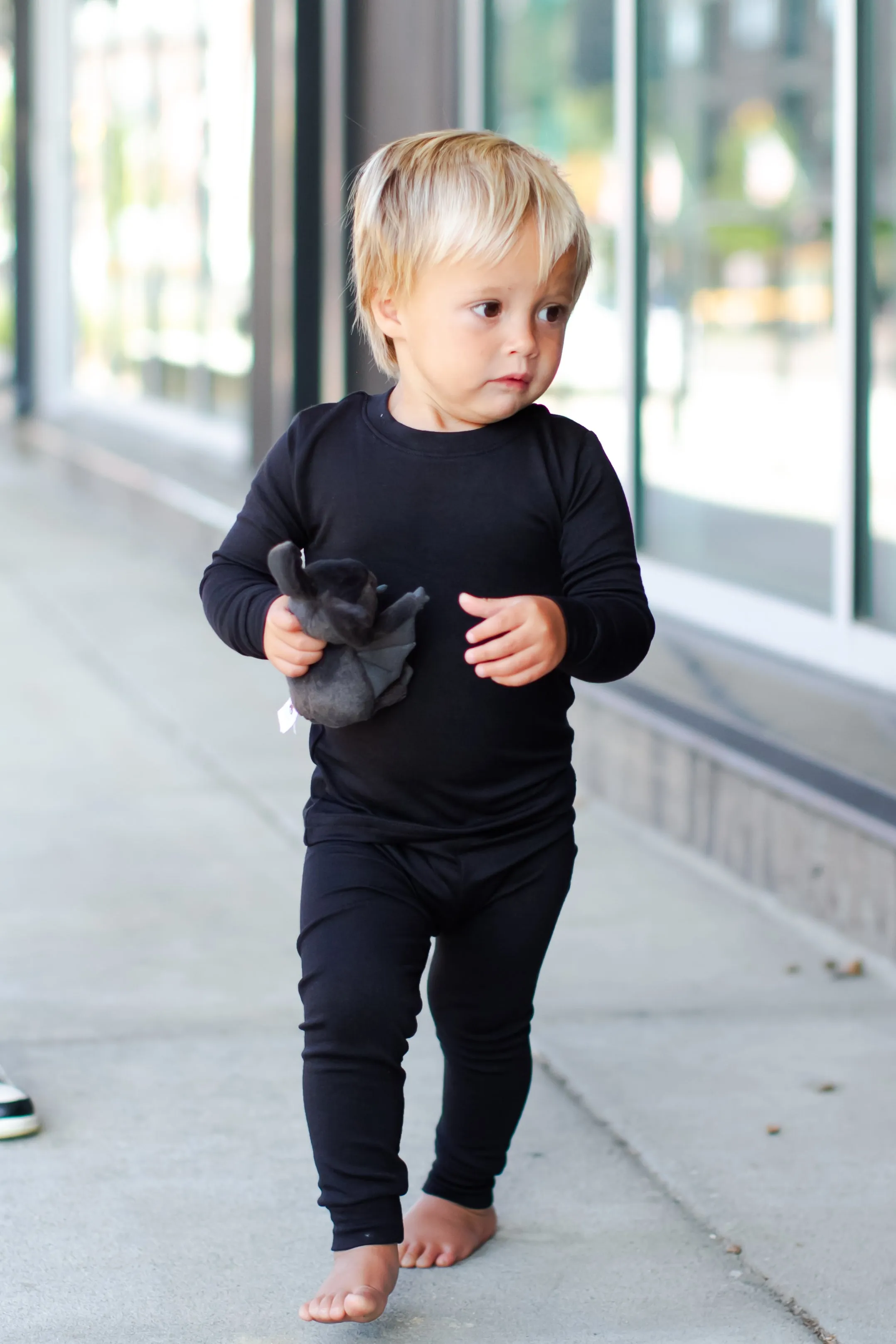 Basic Kids Modal Pajamas in Black (2T)