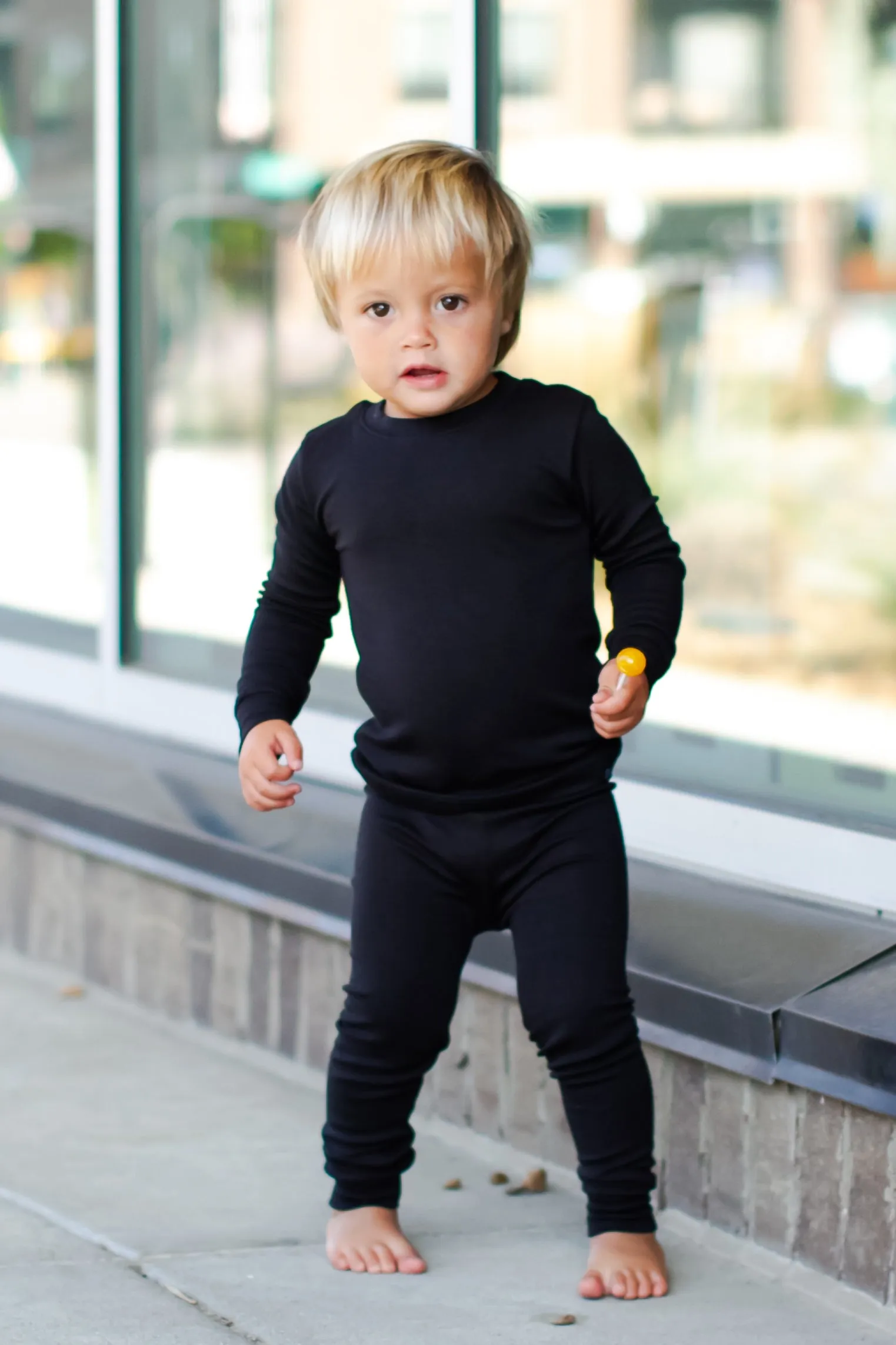 Basic Kids Modal Pajamas in Black (2T)