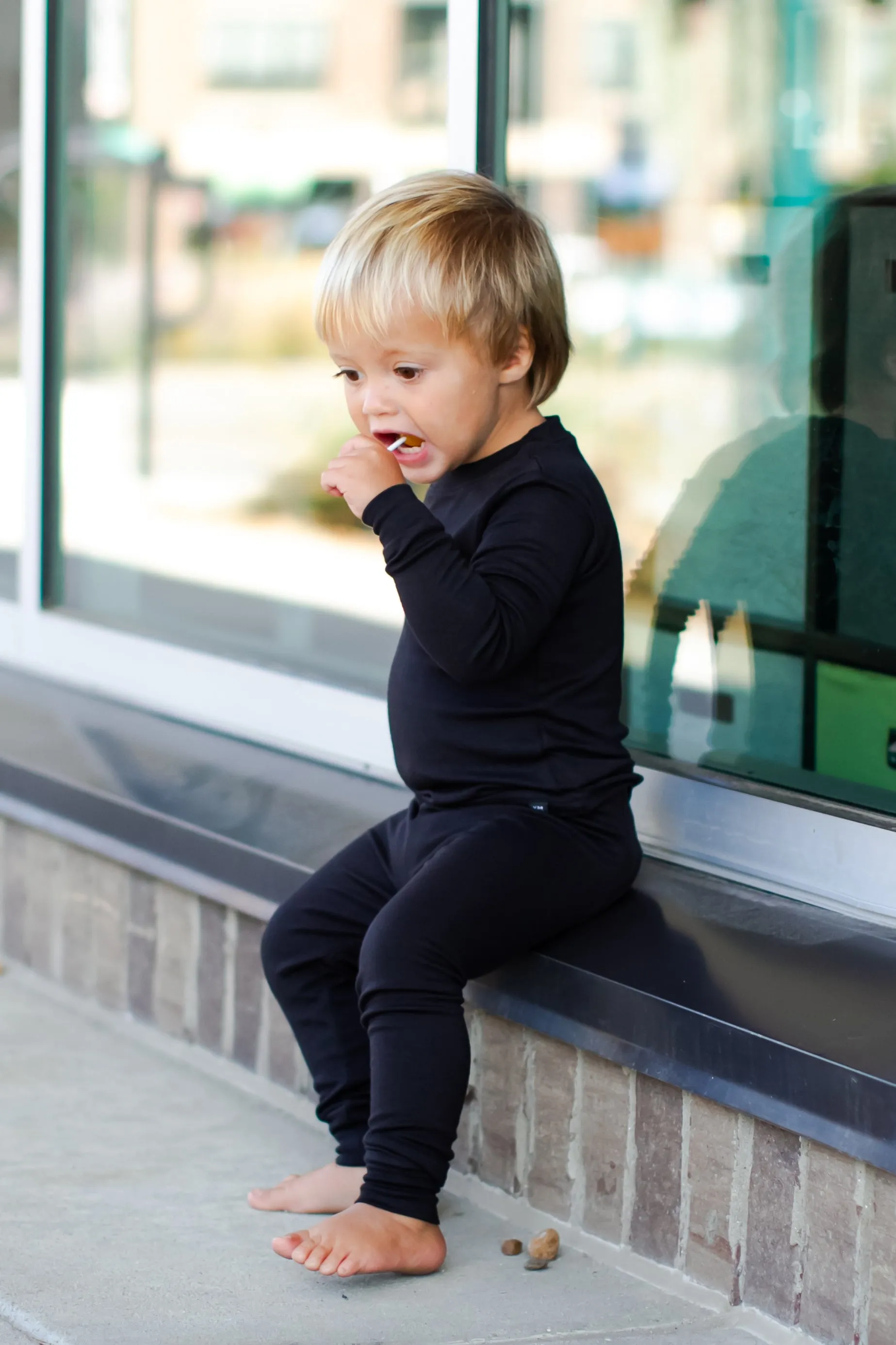 Basic Kids Modal Pajamas in Black (2T)