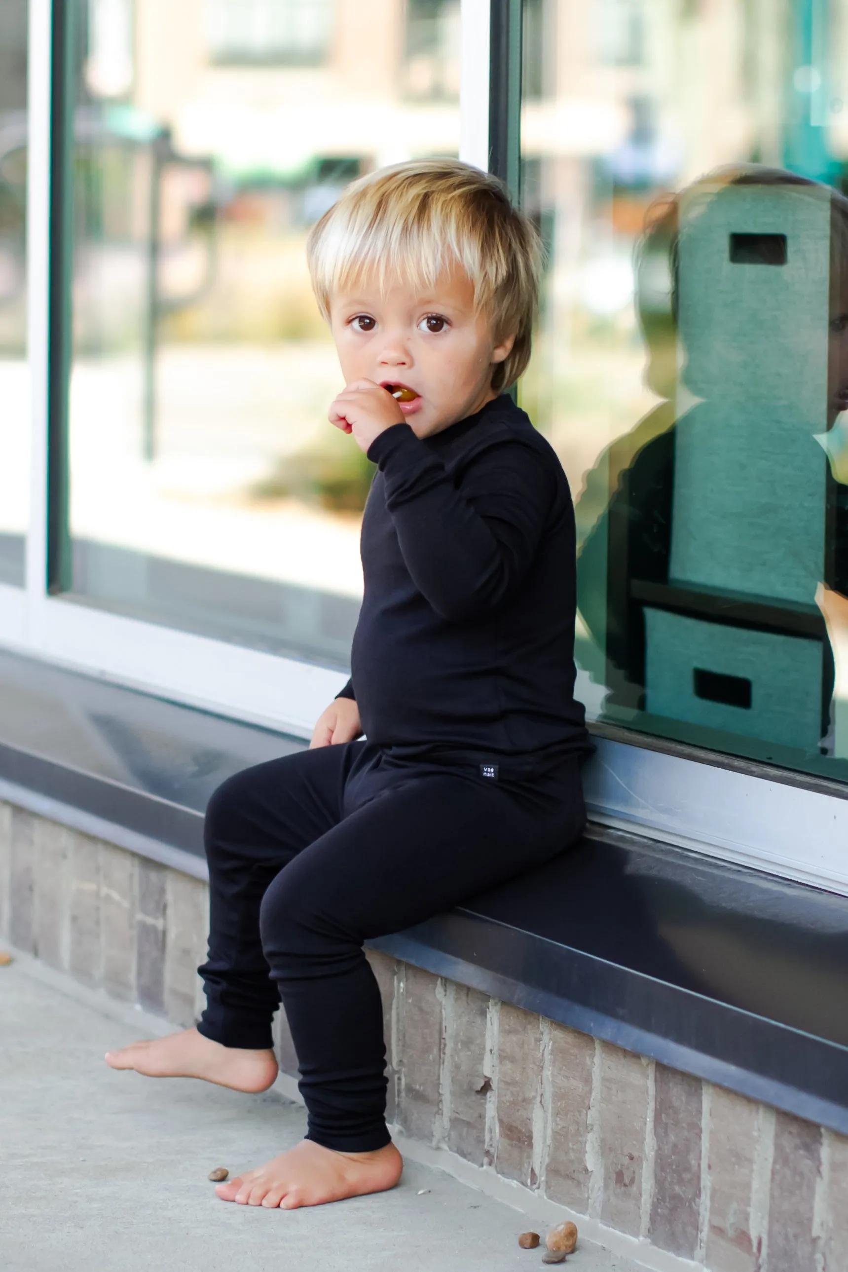 Basic Kids Modal Pajamas in Black (2T)