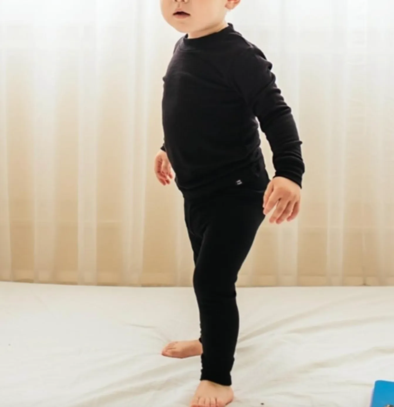 Basic Kids Modal Pajamas in Black (2T)