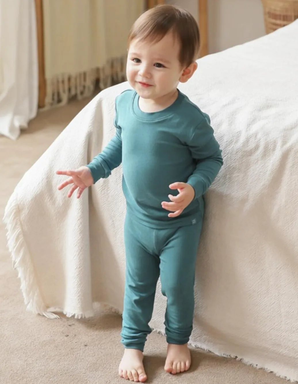 Basic Kids Modal Pajamas in Blue-Green (4/5 and 6/7)