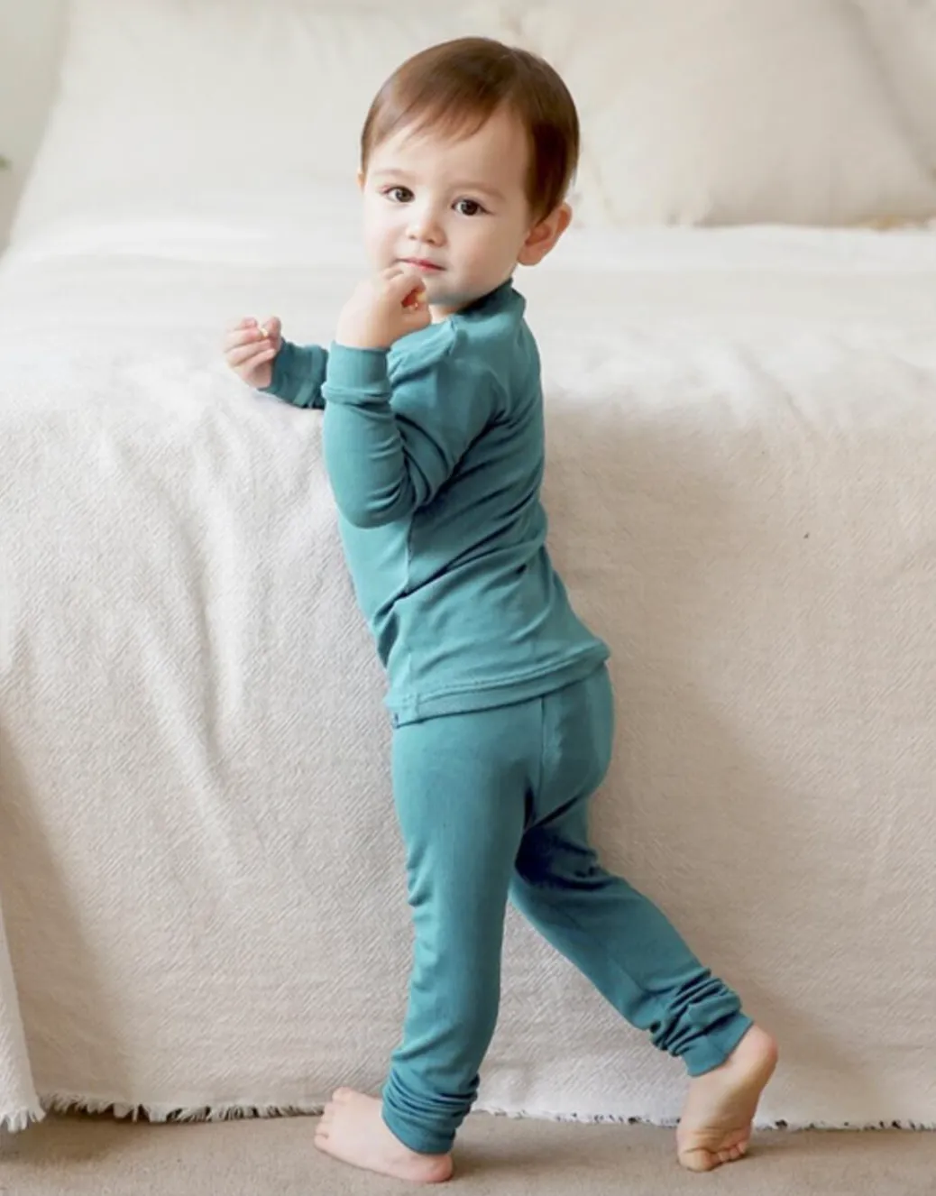 Basic Kids Modal Pajamas in Blue-Green (4/5 and 6/7)