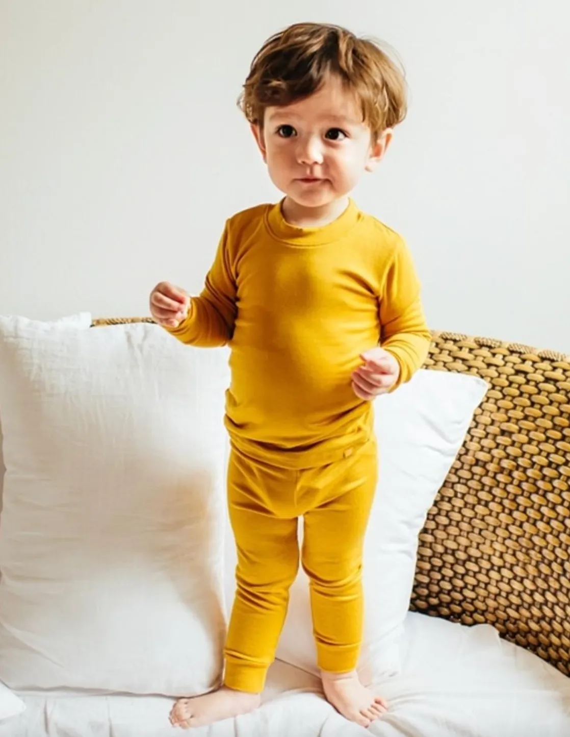 Basic Kids Modal Pajamas in Mustard