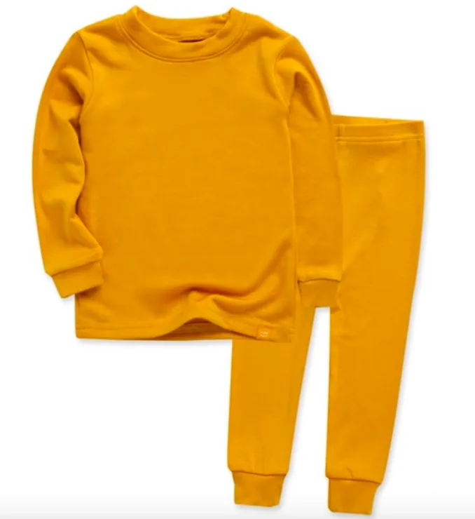 Basic Kids Modal Pajamas in Mustard