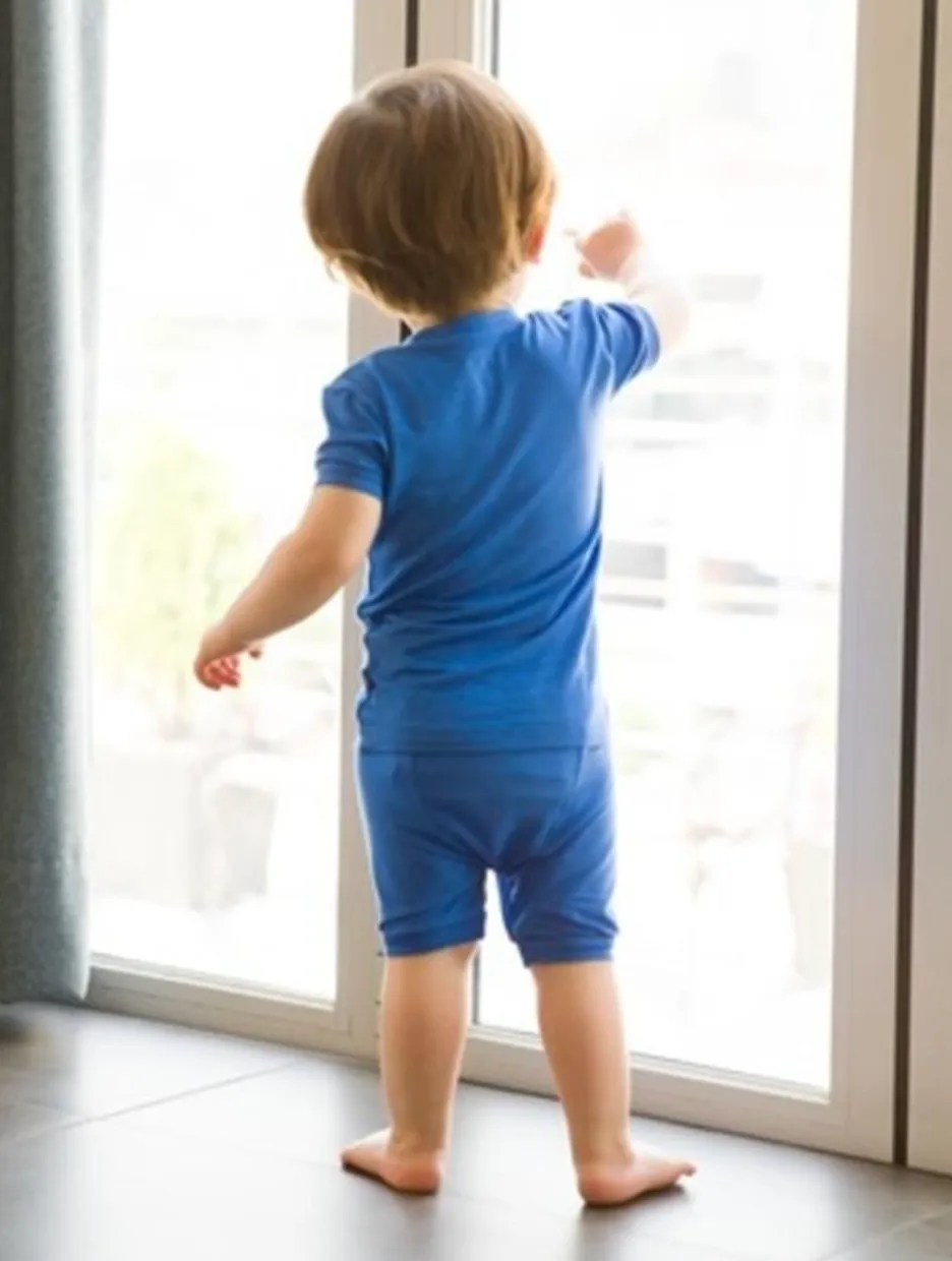 Basic Kids Modal Short-Sleeve Pajamas in Blue