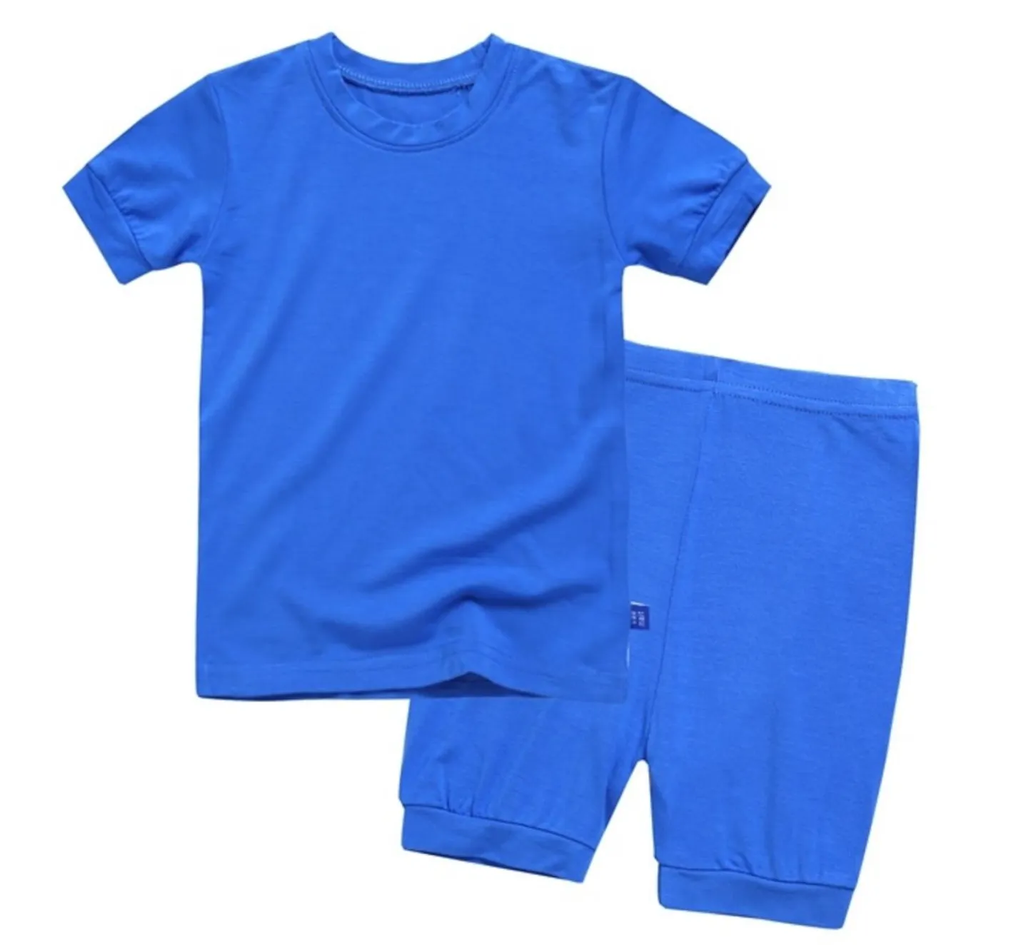 Basic Kids Modal Short-Sleeve Pajamas in Blue