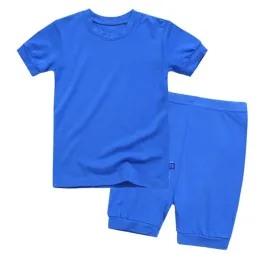 Basic Kids Modal Short-Sleeve Pajamas in Blue