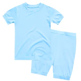 Basic Kids Modal Short-Sleeve Pajamas in Sky