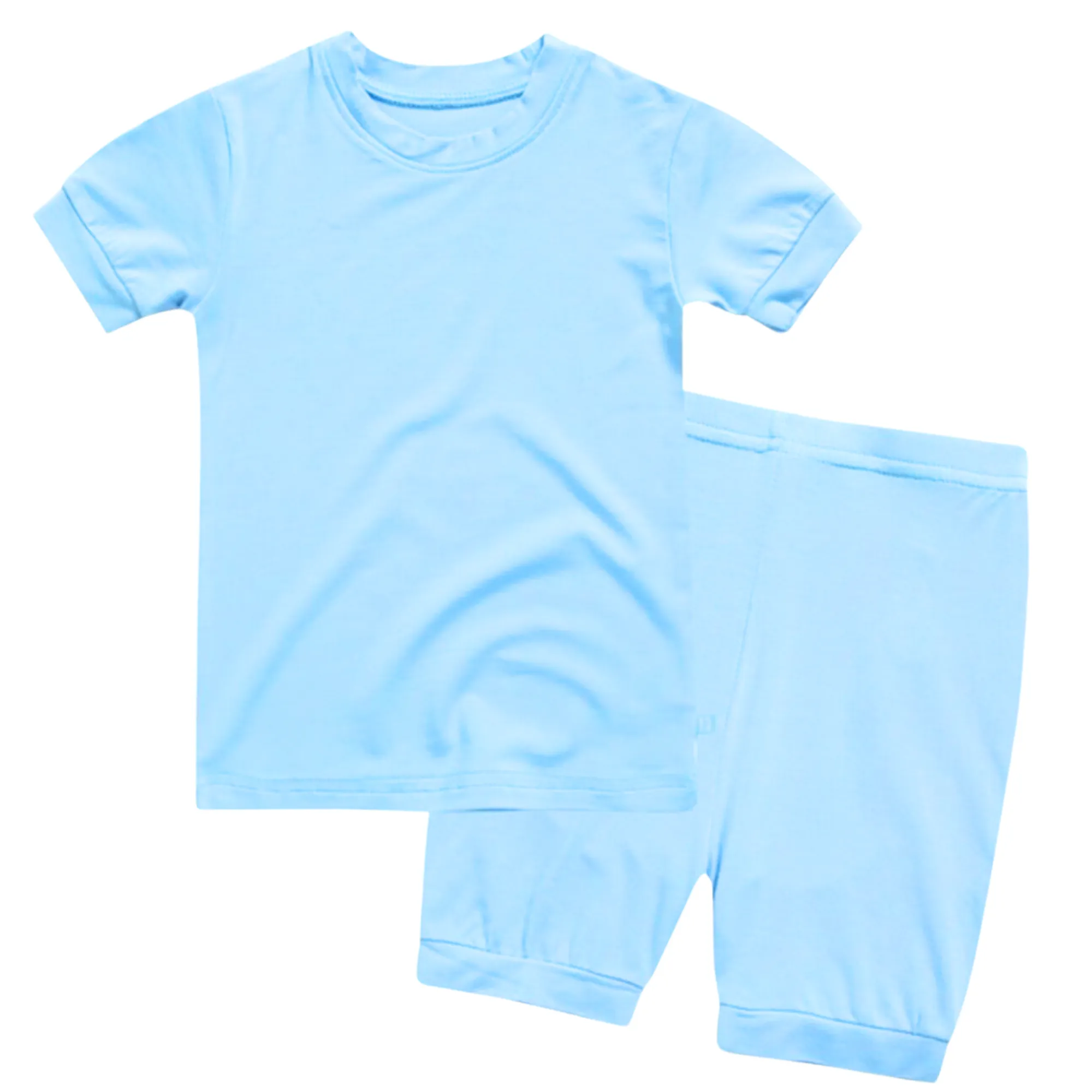 Basic Kids Modal Short-Sleeve Pajamas in Sky
