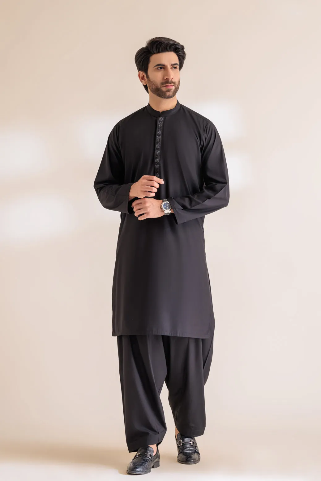 BLACK-BLENDED-KURTA SHALWAR - (KSRS24-013)