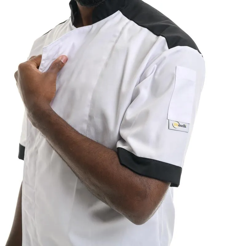 Manelli Black Master Chef Coat - Available in Short Sleeve and Long Sleeve Options