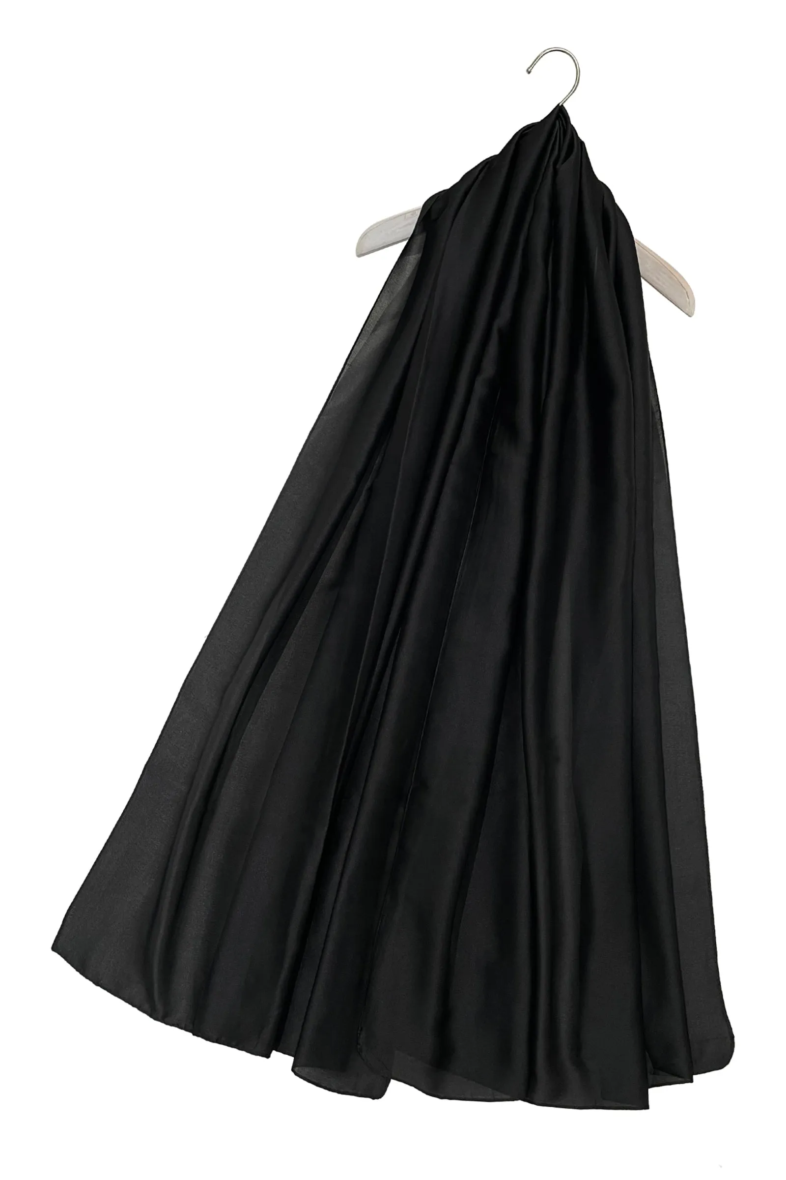 Black Silk Occasion Shawl Scarf Black