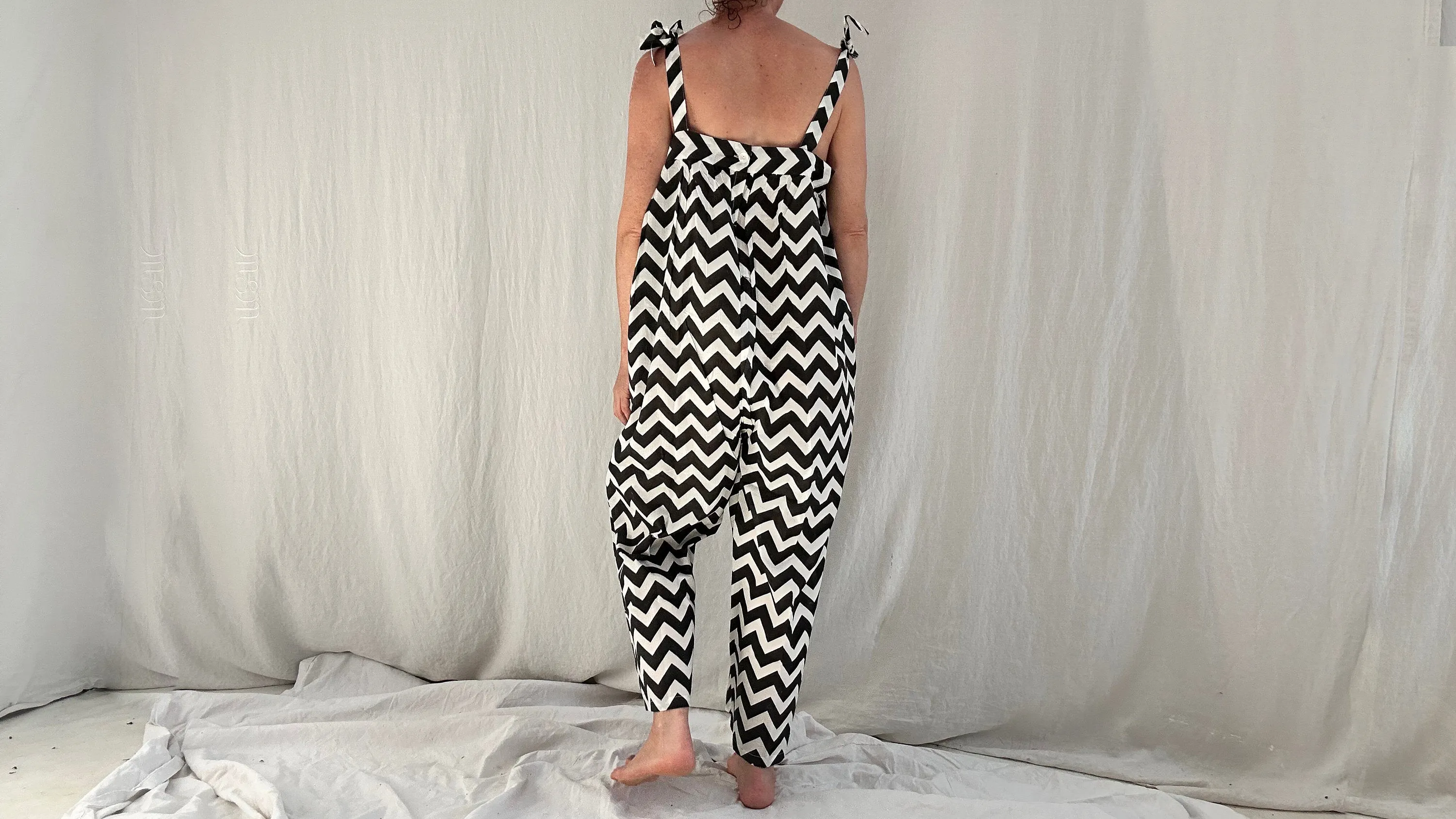 Block Printed Cotton Overalls. Cotton. One Size