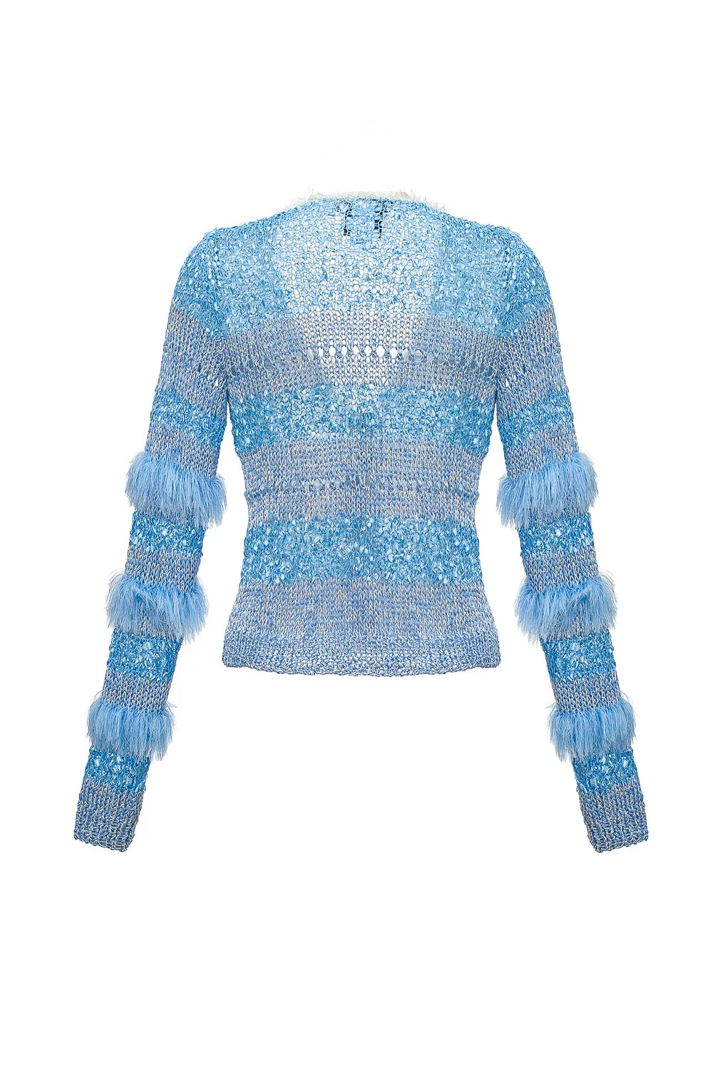 Blue Handmade Knit Sweater