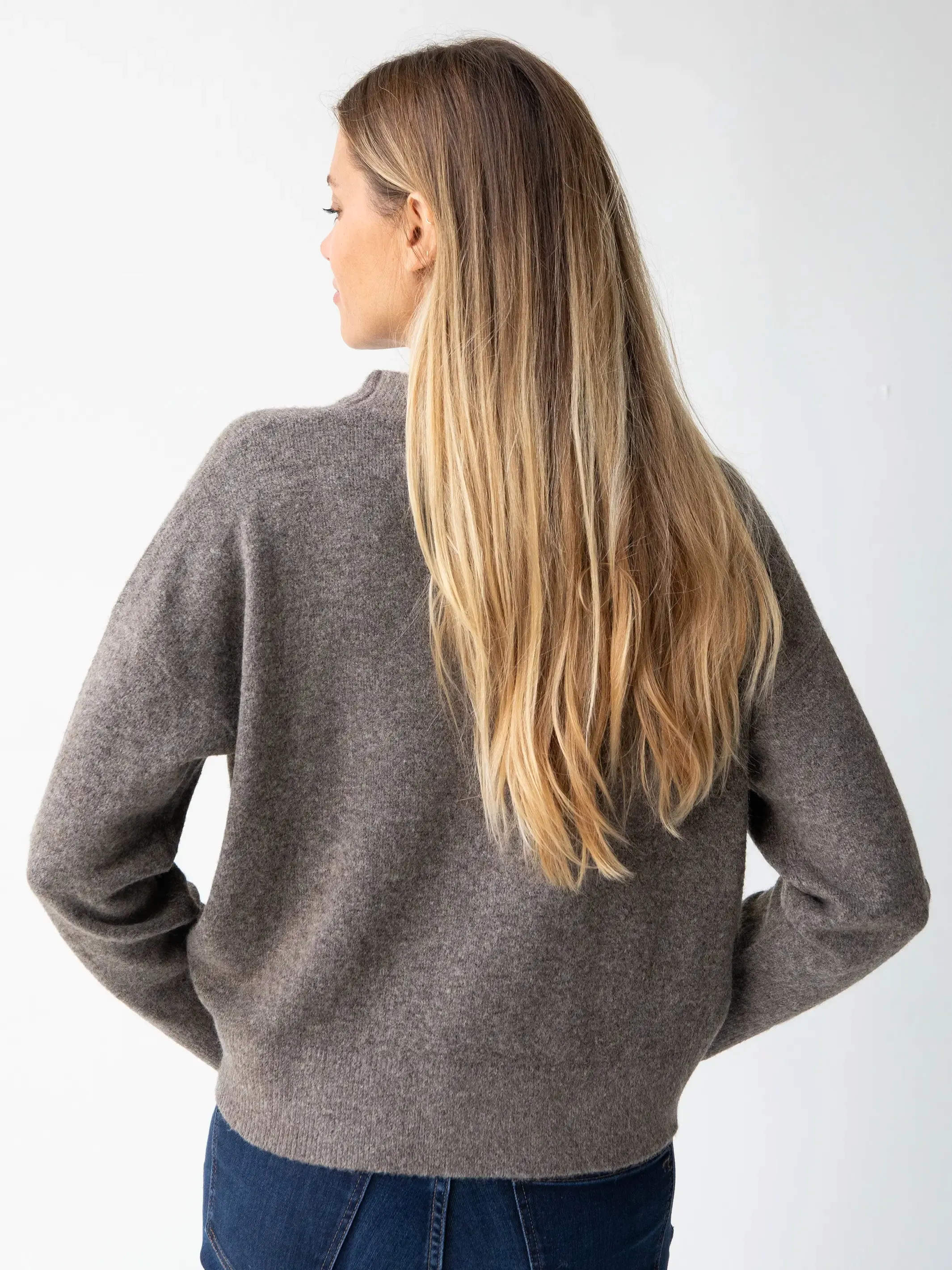 Boxy Intarsia Sweater - Brown Folk Flower